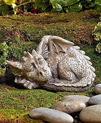 Sleeping Dragon Garden Outdoor Statue Adorable Mythical Creature Baby Sleeping Dragon-VerdiqueGarden