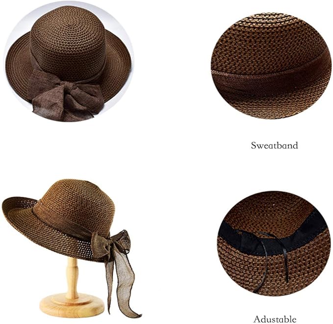 Cyiecw Women Floppy Sun Hats Fashionable Summer Wide Brim Cap BeachStraw Hat UV UPF50 Travel Packable Cotton-VerdiqueGarden
