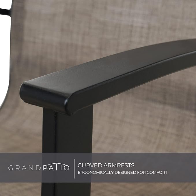 Grand Patio Outdoor Swivel Dining Chairs Set of 2, 360 Degree Mesh Sling Rocker Sets for Deck, Garden Backyard, Mixed Coffee-VerdiqueGarden