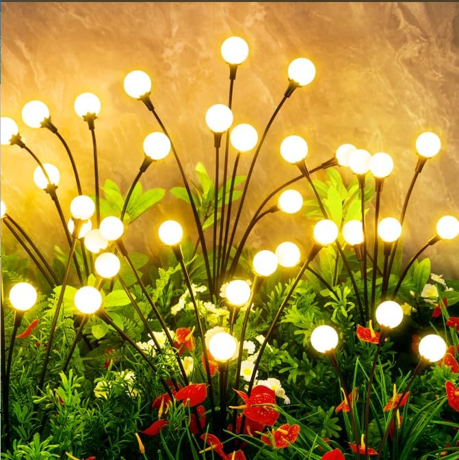 Solar Lights Outdoor Waterproof, 8 Packs 64LED, Solar Garden Lights, Patio Lights, Garden Decor, Patio Decor, Firefly Lights Solar Outdoor, Unique Gifts for Women, Gifts for Grandma-VerdiqueGarden