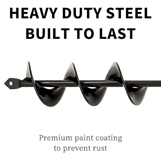 TCBWFY Auger Drill Bit for Planting,1.6"x12"Solid Shaft Garden Auger Drill Bit with Extensive Spirals,Spiral Hole Drill Bit for Planting Bulbs,Flowers,Post Holes,Earth Auger for 3/8" Hex Drive Drill-VerdiqueGarden