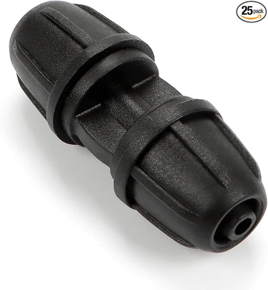 1/4 Inch Drip Irrigation Anti-leak Coupling Fittings, 25 Pieces 1/4'' Drip Line Barbed Locked Coupler Connectors for 1/4 Inch Irrigation Tubing for Garden Drip Systems-VerdiqueGarden