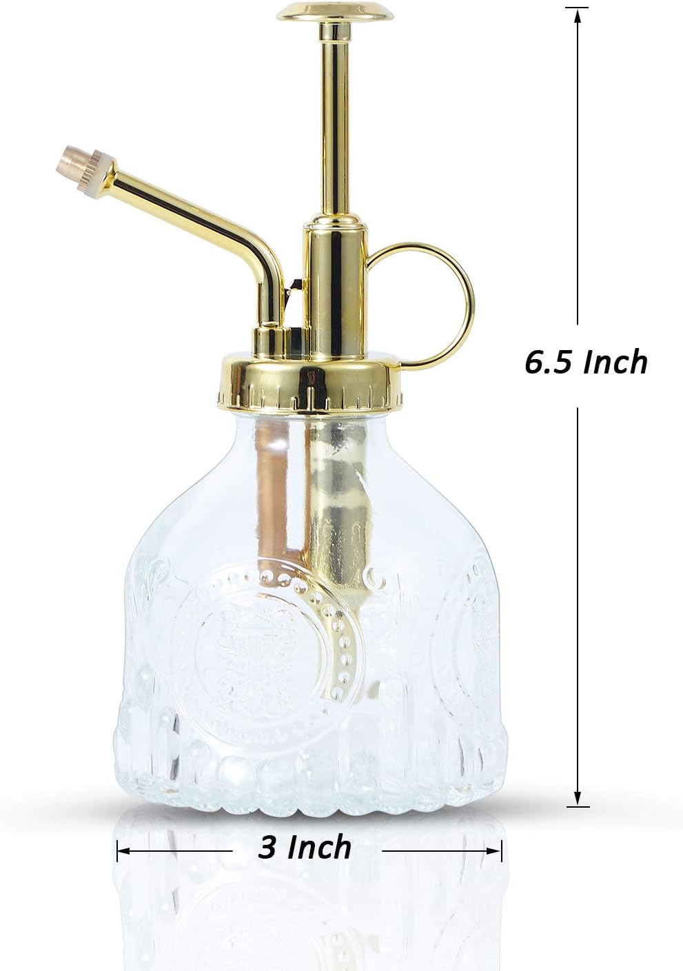 Glass Plant Mister Spray Bottle, Vintage Succulent Water Sprayer with Golden Top Pump, Small Sprayer Mister for Indoor Outdoor House Plants - Clear-VerdiqueGarden