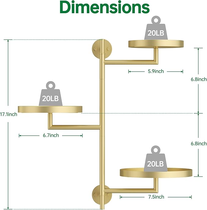 Rotating Window Plant Shelves, 3-Tier Metal Plant Shelf Indoor, Gold Plant Stand, Plant Rack for Wall Planters for Plants Window Sill Gifts for Plant Lovers-VerdiqueGarden