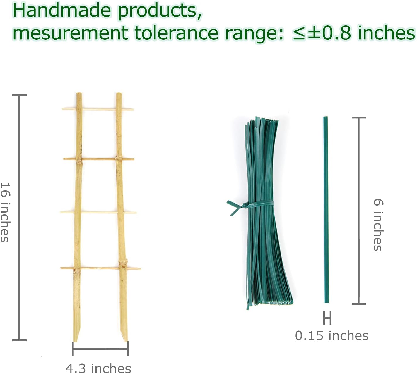 Bamboo Trellis, 16in Ladder-Shaped Trellis for Potted Plants, 3 Pack for Climbing Plants Indoor-VerdiqueGarden