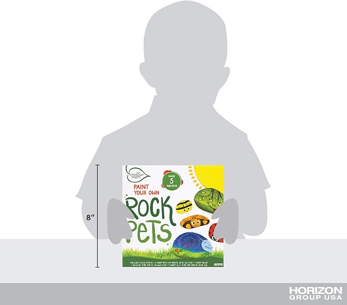 Creative Roots Paint Your Own Rock Pets by Horizon Group USA, 6 Colors, Paint Brush, Wiggly Eyes and Glue Included, Multicolor-VerdiqueGarden