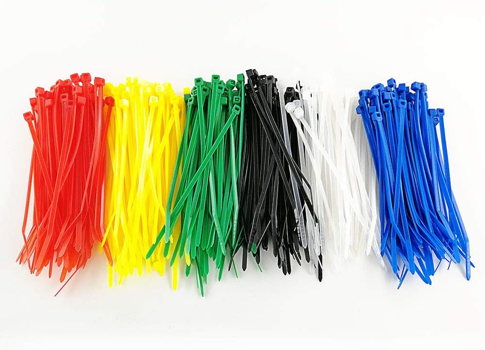 HS Colored Zip Ties Neon Small Nylon Wire Ties Assorted 6 Colors (Green,Yellow, Black, White, Blue, Red) 4 Inch for Crafts,Bulk 600 Pack-VerdiqueGarden