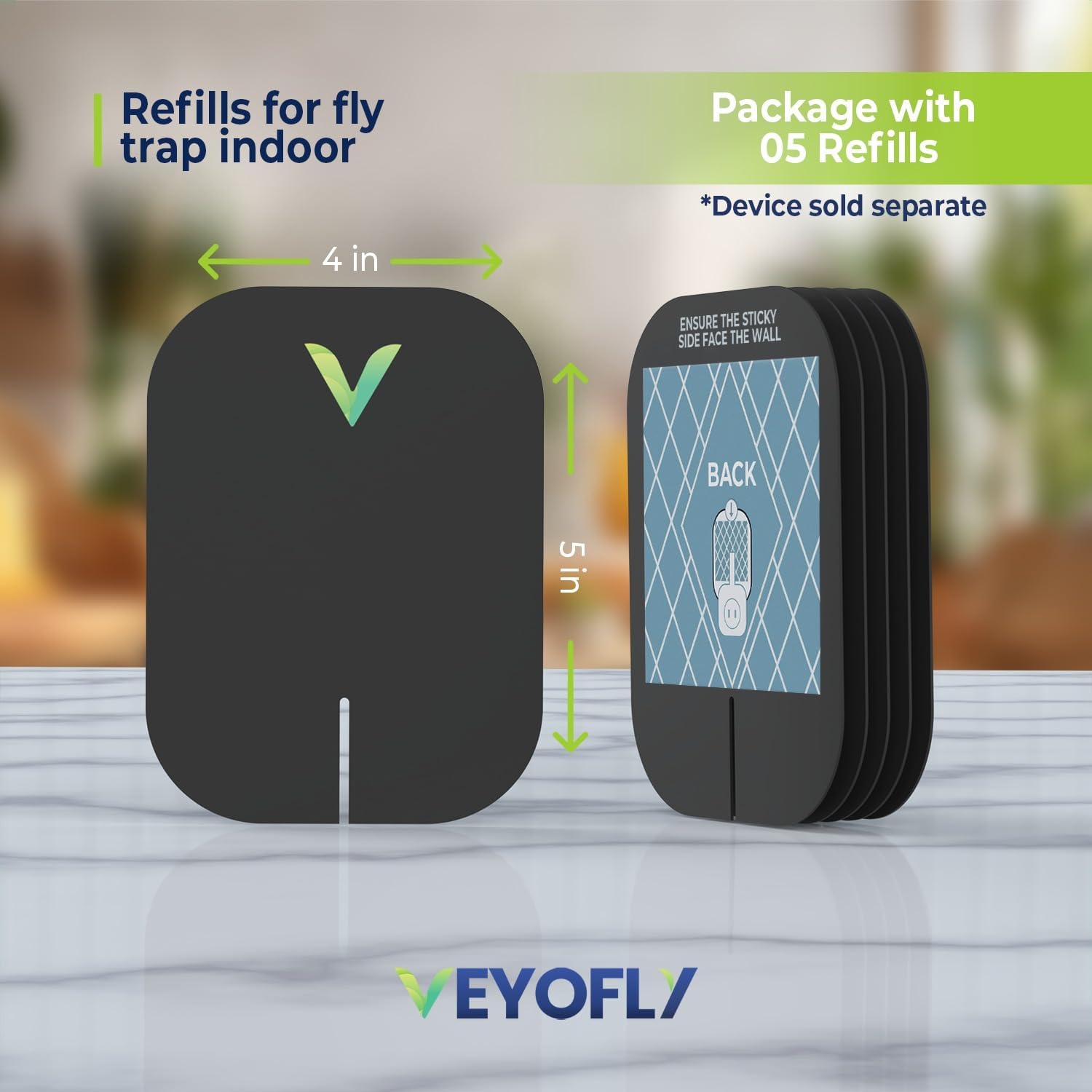 VEYOFLY Fly Trap Indoor Refill, Fruit Fly Traps for Indoors, Gnat Traps for House Indoor,Fly Catcher, Fly Trap,Plug in Catch for Fruit Flies,Moths,Gnats,Mosquito Trap (Pack of 5 Refills-Black)-VerdiqueGarden