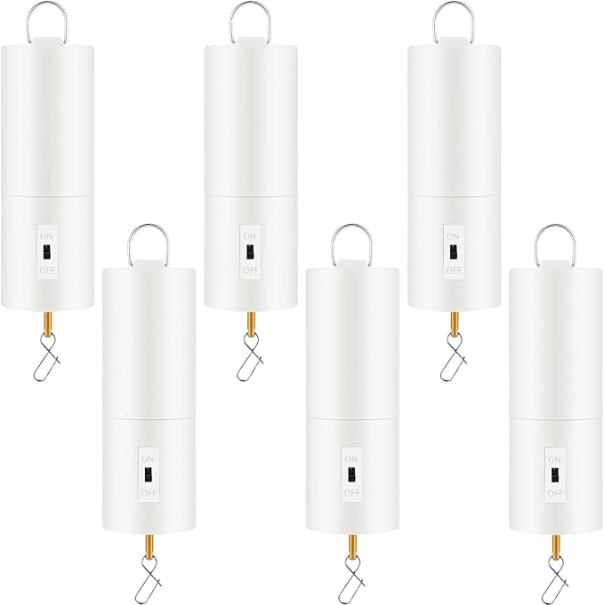 Therwen 6 Pcs Ornament Spinner Battery Operated Wind Spinner Motor Rotator Disco Ball Motor Outdoor Hanging Ornament for Halloween Mardi Gras Decoration, No Battery(White)-VerdiqueGarden