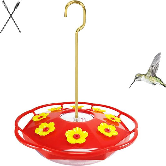 Hummingbird Feeders for Outdoors Hanging - 8 Feeding Ports 16 oz Plastic Hummingbird Feeder, Bee-Proof Leak-Proof No Drip, Easy to Clean with Cleaning Brushes-VerdiqueGarden