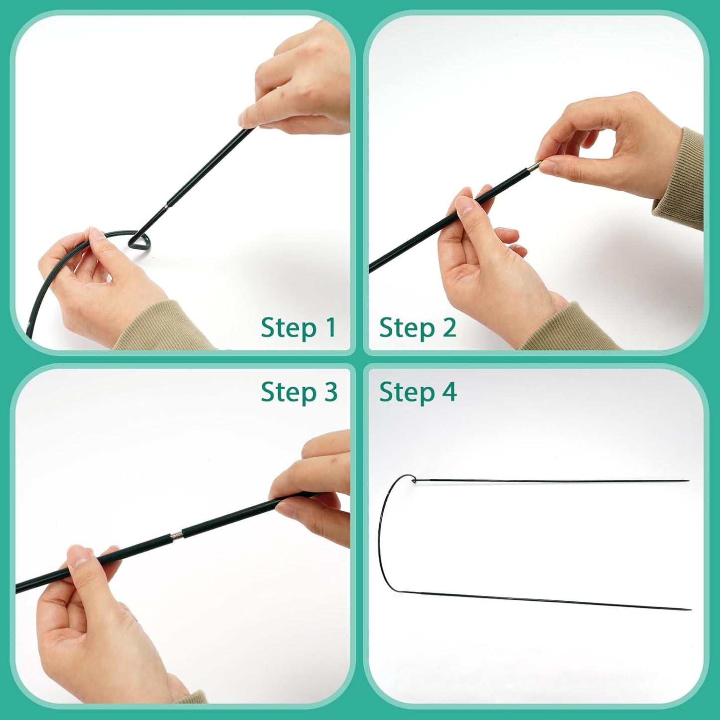 32 inch Plant Support Stakes, 10 Pack Half Round Metal Garden Plant Stake Heavy-Duty Plant Support Ring and Cage with Plant Clip & Twist Tie for Indoor and Outdoor Plants, Vegetable, Flowers-VerdiqueGarden