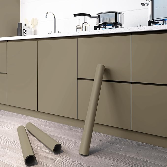 Dimoon 236''x15.7'' Etoupe Skin Peel and Stick Wallpaper Contact Paper Modern Self Adhesive Wall Paper Removable Renter Friendly Textured Solid Shelf Cabinet Vinyl Roll (236''x15.7'',Etoupe Skin)-VerdiqueGarden