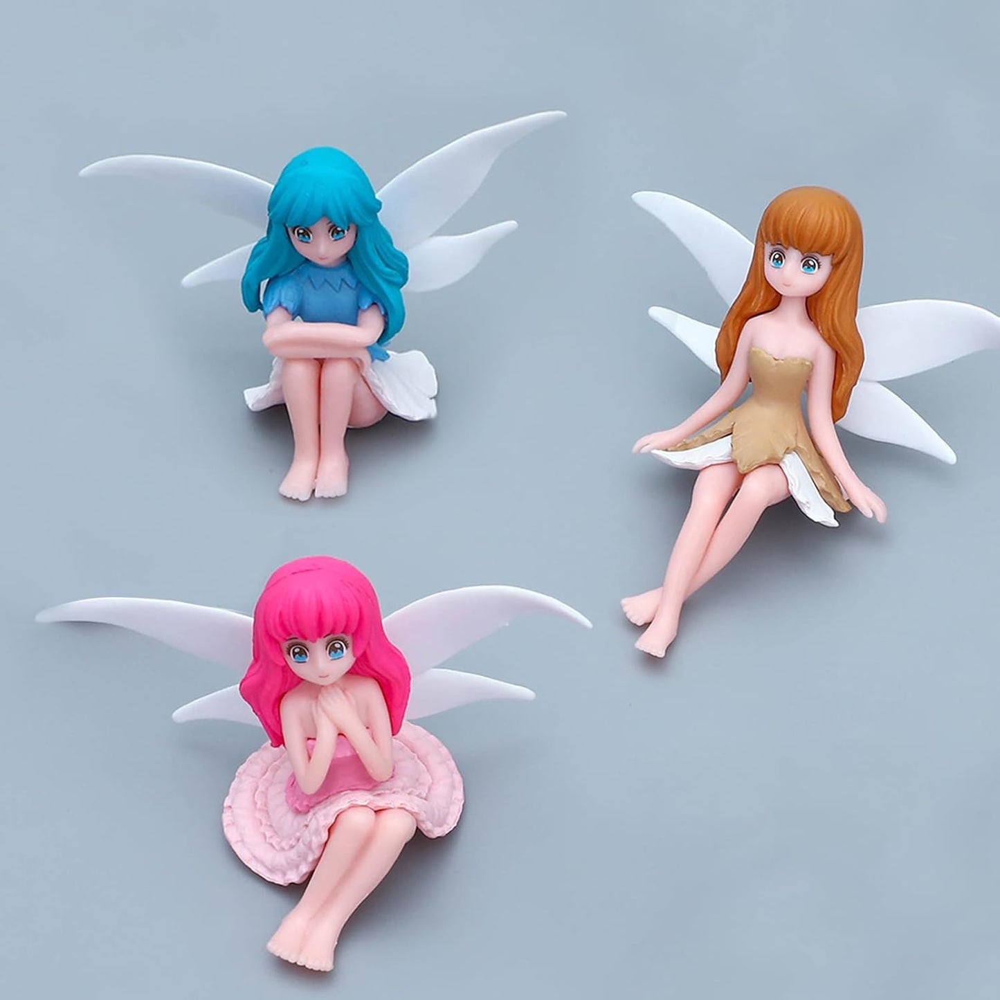 ONEST 4 Pieces Miniature Fairy Garden Accessories Small Fairy Figurines Hand Painted Fairies Figures Girl Fly Wing Figurines for Car Decor Fairies Garden Flower Pot Birthday Cake Topper-VerdiqueGarden