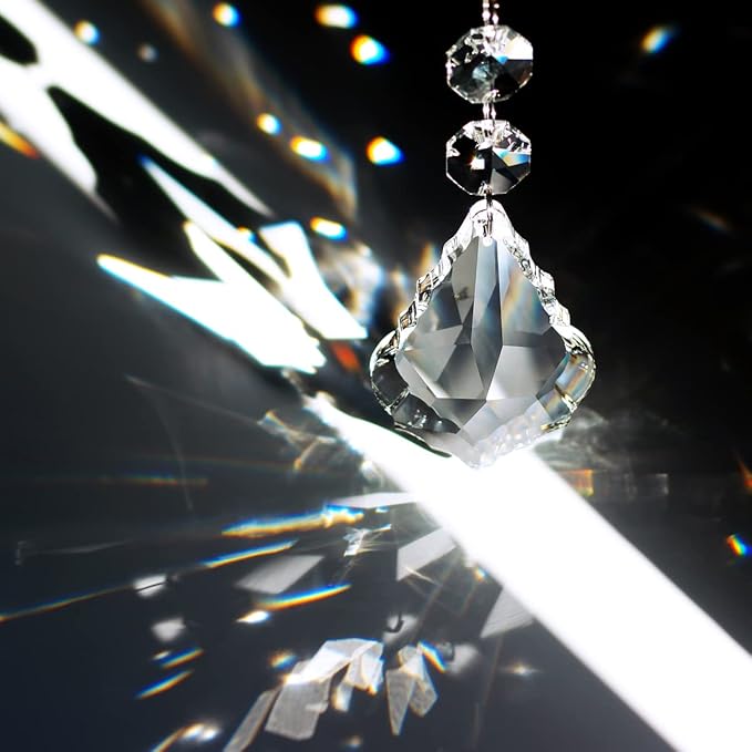 20pcs Crystal Chandelier Maple Leaf Prism Pendant Parts, 50mm Hanging Crystals Beads for Chandelier Wedding Decoration Clear-VerdiqueGarden