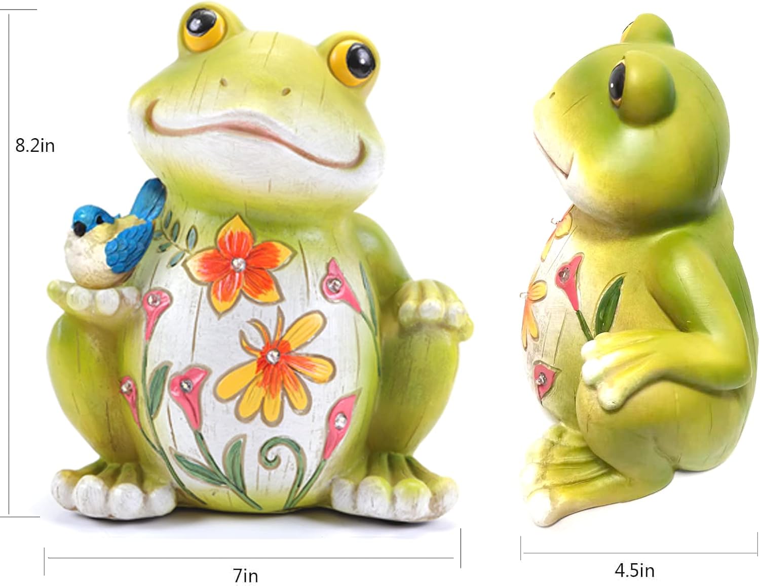 Outdoor Frog Sculptures,Solar Resin Garden Outdoor Statues,Christmas Decorations Frog Gifts Sculptures Decorations for Home Patio,Yard,Lawn, Porch, Ornament-VerdiqueGarden