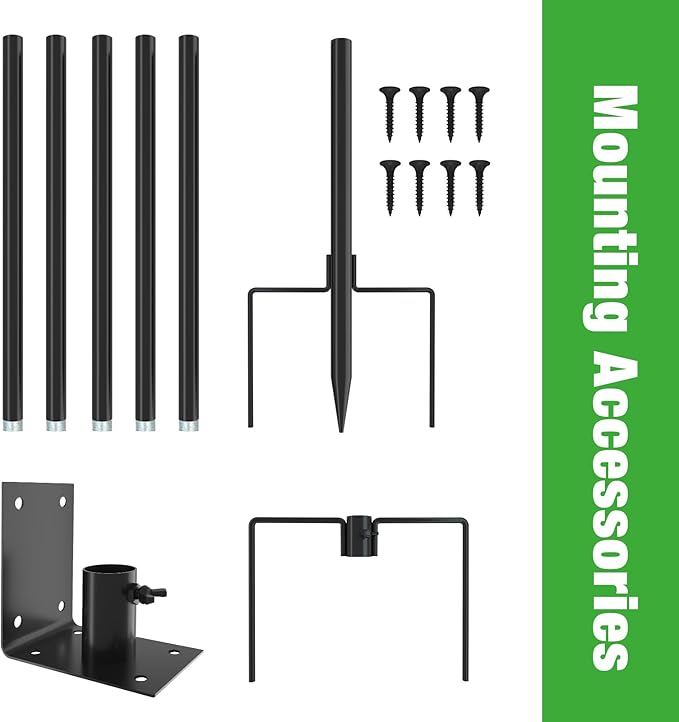 ERYTLLY Bird House Pole Mount Kit 96 Inch - Adjustable Hummingbird Bird Feeder Post Support Rod Universal Stand Set with 5 Prongs for Outdoor, Yard, Garden Decor, Black-VerdiqueGarden