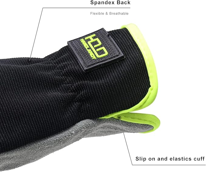 HANDLANDY Leather Work Gloves for Men & Women, Reinforced Durable Garden Gloves, Cowhide Working Glove for Gardening-VerdiqueGarden