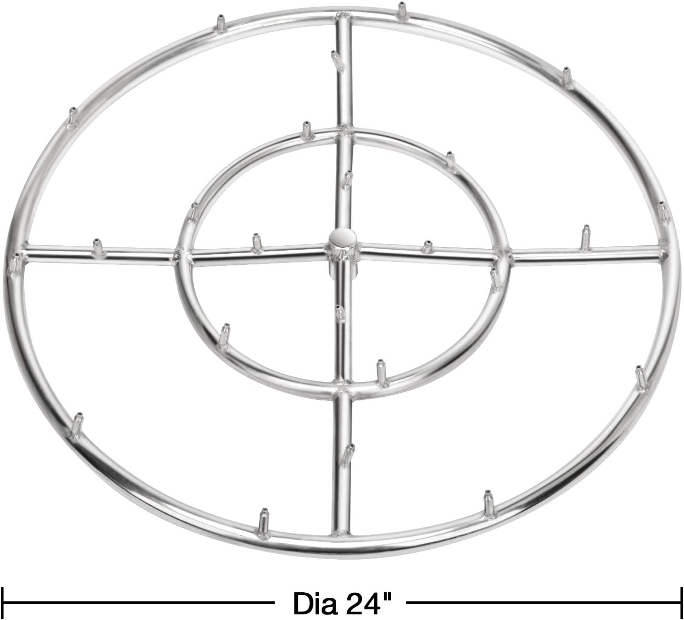 Stanbroil 24" High Flame Round Jet Burner Ring for Natural or Propane Gas Fire Pit, 304 Series Stainless Steel, Double Ring-VerdiqueGarden