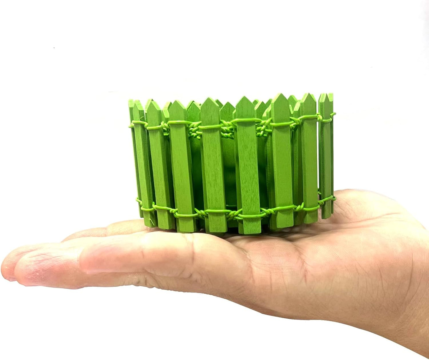35 Inches Mini Fairy Garden Fence DIY Small Wood Decorative Picket Fence Micro Landscape Miniature Ornaments for Dollhouse, Crafts, Diorama Project, Plant Pot, Green-VerdiqueGarden