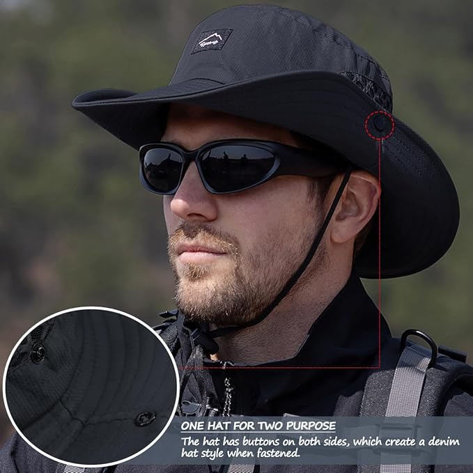 Fishing Hat, UPF50+ Wide Brim Sun Hat for Men Women, UV Protection Hiking Beach Bucket Hats Summer Safari Hat-VerdiqueGarden