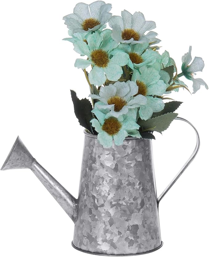 MyGift 5 Inch Mini Rustic Galvanized Metal Decorative Vase in Vintage Style Watering Can Design for Dried Flowers and Artificial Plants - Handcrafted in India-VerdiqueGarden