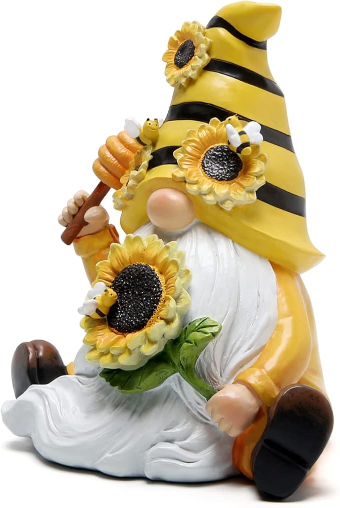 Hodao Bumble Bee Spring Gnome Decorations Honey Bee Gnomes Ornaments World Bee Day Decorations Gifts Fall Thanksgiving Gnomes Figurines Bee for Garden Decor Birthday Gifts for Mom, Grandma, Women-VerdiqueGarden