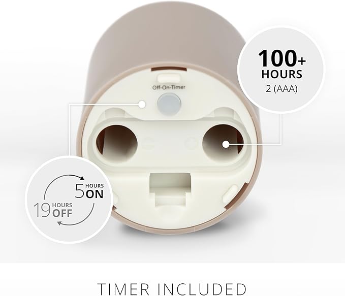 Luminara Outdoor Votive Flameless LED Candle, Timeless Taupe 2" x 3.2", Moving Flame Battery Operated Timer Remote Ready IPX4 Matte Plastic Finish-VerdiqueGarden