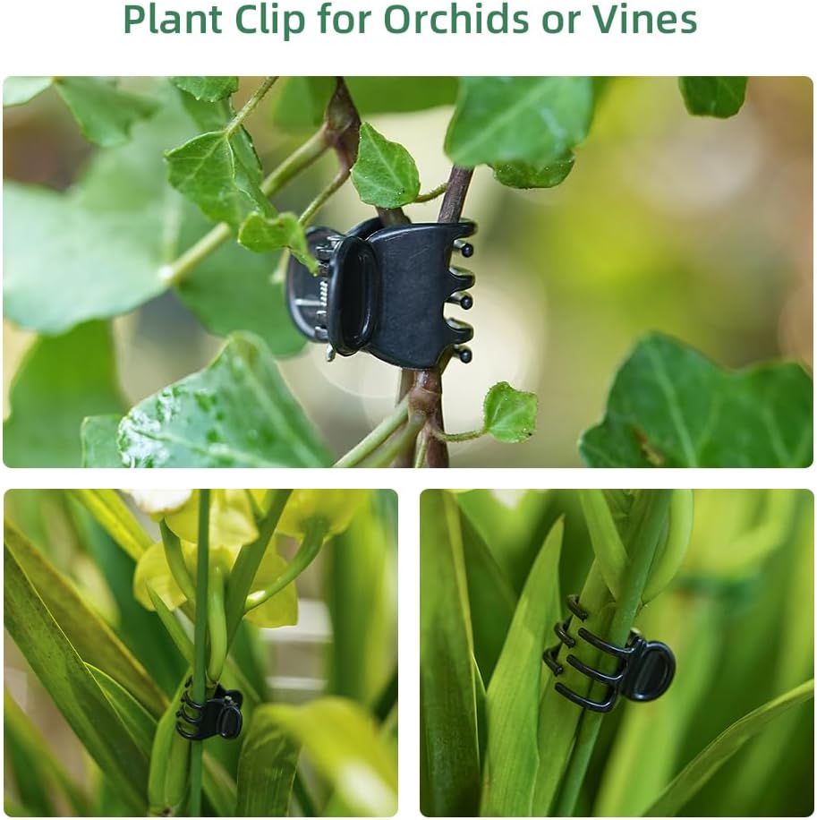 Plant Clips Plant Ties Set, 50 FT Reusable Plant Ties and 100 PCS Support Clips for Climbing Plants Orchid Flower Stems Vines Tomato, Garden Plant Support Cables for Indoor OutdoorPlants-VerdiqueGarden