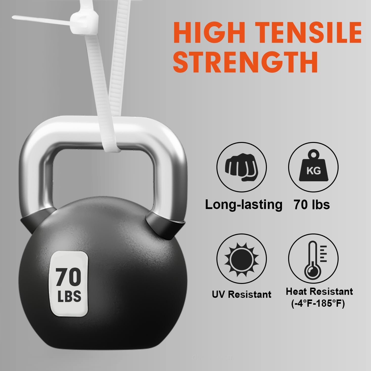 Zip Ties, RAZCC 1200pcs White Cable Zip Ties 8 Inch, Heavy Duty Plastic Wire Ties with 70lb Tensile Strength, Self-Locking White Nylon Tie Wraps for Indoor and Outdoor-VerdiqueGarden