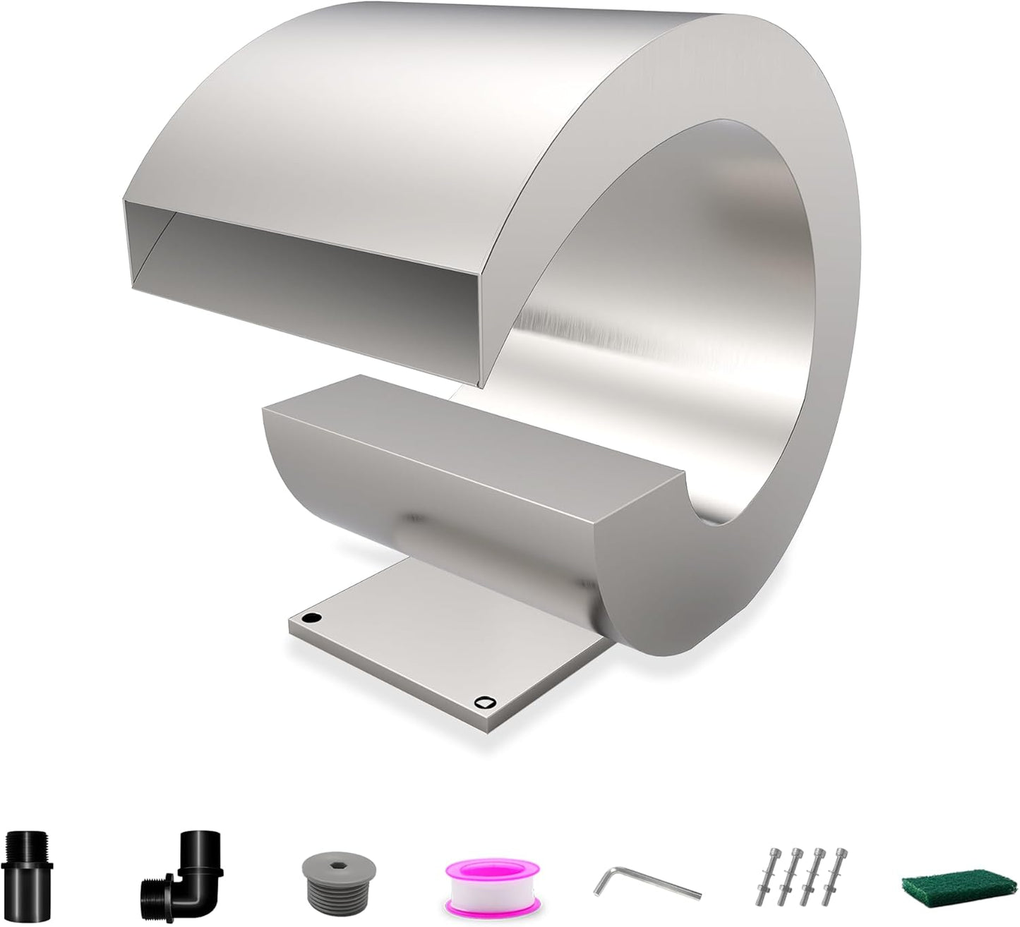 Pool Waterfall Fountain Stainless Steel Fountain 15.16'' x 15.16'' x 11.42'' Silver Pool Fountains for Ground Pools Garden Outdoor Waterfalls Sheer Descent Pond Water Feature-VerdiqueGarden