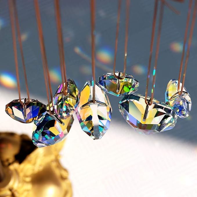 Crystal Heart Prisms Suncatcher Pendant AB Color for Windows, Garden Hanging Decor, Rainbow Maker Crystal Ornament 30/45mm Set of 7-VerdiqueGarden