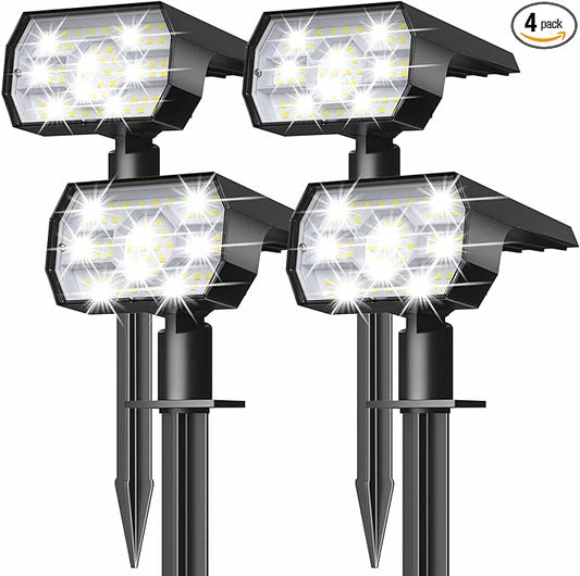 NYMPHY Solar Lights Outdoor Waterproof IP68, 56 LED 3 Lighting Modes Solar Powered Garden Yard Spot Solar Lights for Outside Landscape- 4 Pack (Cool White)-VerdiqueGarden