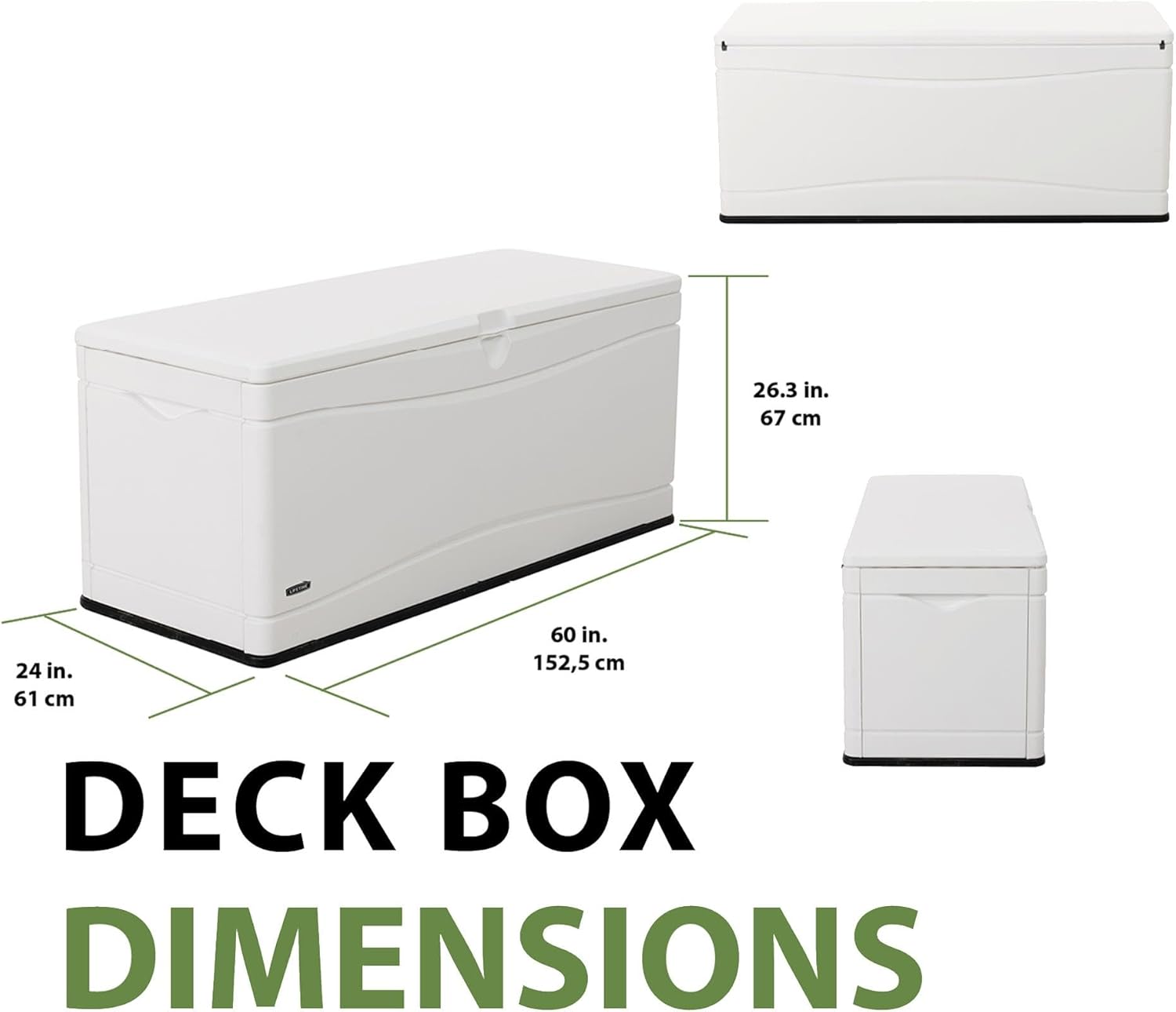 LIFETIME Outdoor Storage Deck Box, 130 Gallon, Arctic White, Lockable, UV-Protected, for Decks and Marine Docks-VerdiqueGarden