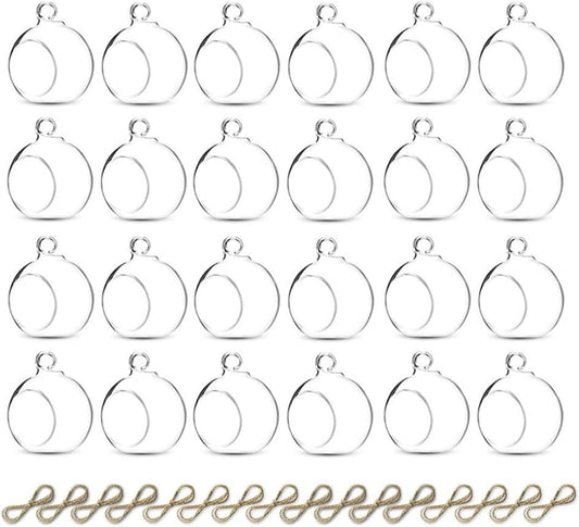 Sziqiqi Hanging Glass Globes Orbs Tea Light Candle Holders fillable with Trinkets for Wedding Ornaments, Wedding Birthday Christmas Party Centerpiece Accessory 2.36inch 20pcs +4 Extra-VerdiqueGarden