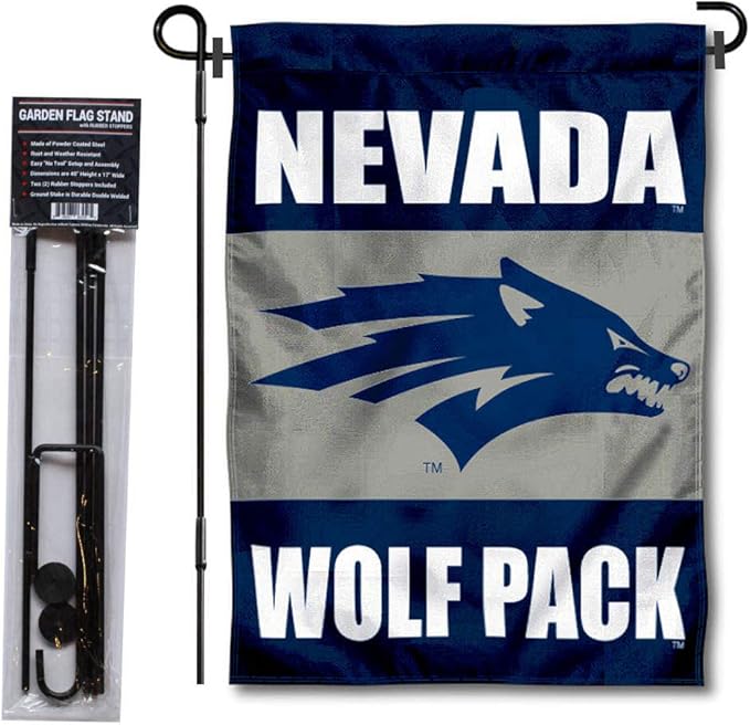 College Flags & Banners Co. Nevada Wolfpack Garden Flag with Pole Stand Holder-VerdiqueGarden
