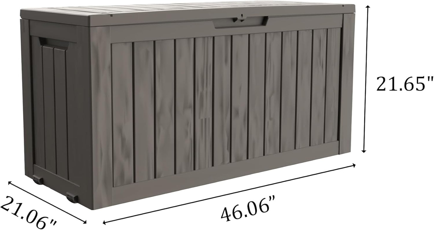 75 Gallon Double-Wall Resin Deck Box - Lockable Waterproof Outdoor Storage Box, 515lbs Capacity & Doubles as Seating for Patio Furniture - Garden Tools, Pool Accessories (Brown)-VerdiqueGarden