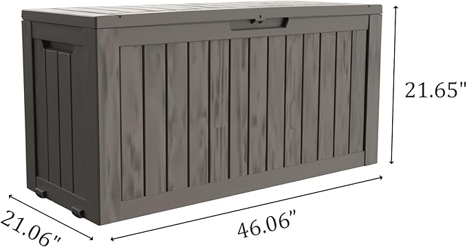 80 Gallon Outdoor Storage Box with Wheels, Waterproof Lockable Resin Deck Box Patio Storage Bin for Pool Accessories Cushion Furniture, Garden Tools, UV-Resistant Outside Delivery Grey-VerdiqueGarden