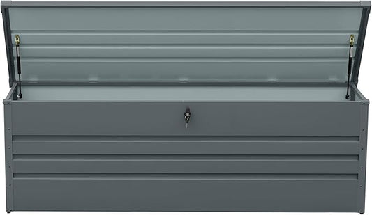 260 Gallon Waterproof Outdoor Storage Box, Extra Large Outside Metal Deck Storage Box for Patio Cushions, Garden Tools, Pool Supplies-VerdiqueGarden