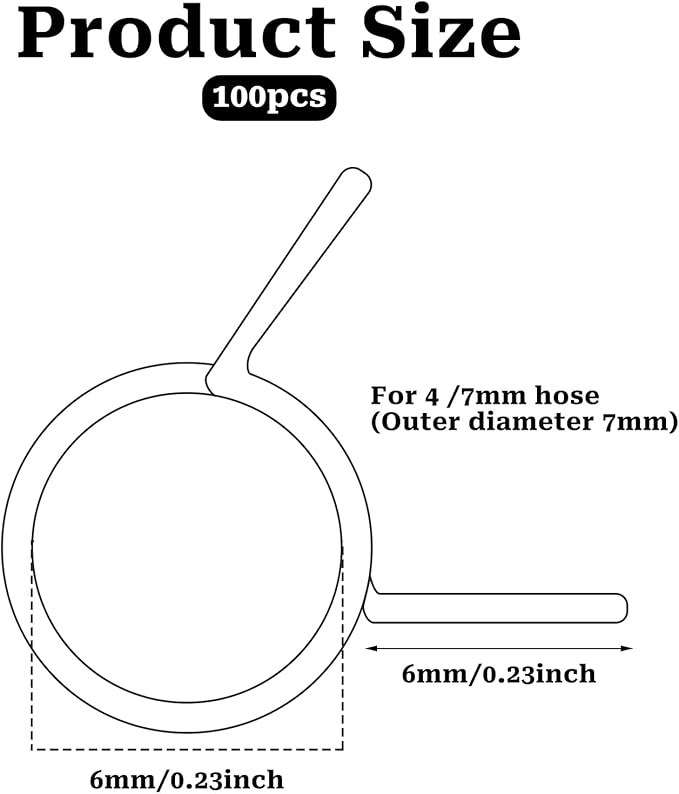 1/4 Tubing Clamp, 1/4"Double Wire Spring Hose Clamp, Irrigation Hose Clamp, Hose Tubing Clamps, 100 Double Line Hose Tube Spring Clamp, Irrigation Kit Connector Clamp, Metal Water Hose Clamps-VerdiqueGarden