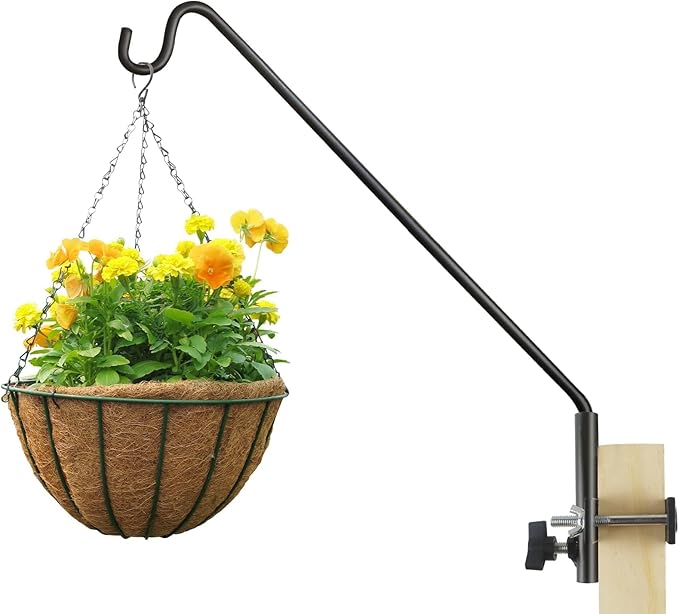 ERYTLLY Extended Rail Hook Fence Deck Heavy Duty Bird Feeder Hook 360 Degree Rotary and Length Adjustable Plant Bracket for Bird Feeders, Planters, Suet Baskets, Lanterns, Wind Chimes and More-VerdiqueGarden