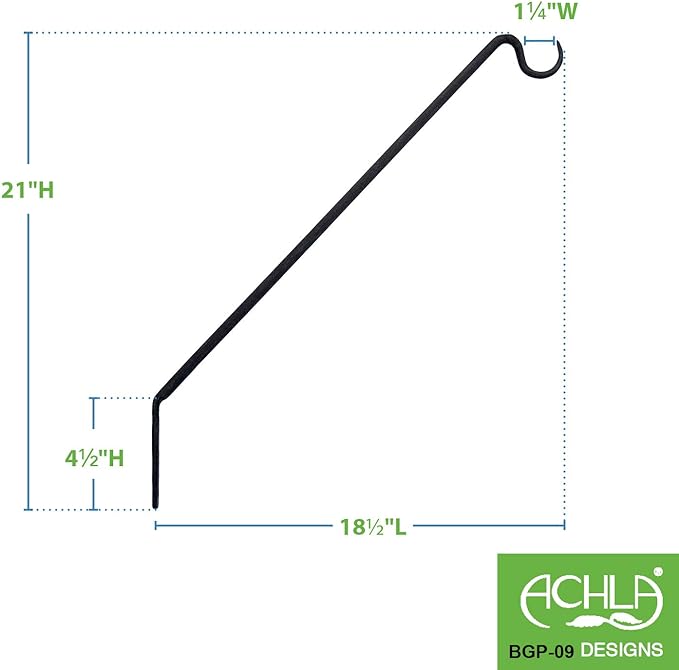 Achla Designs Wall Mount Bracket Shepherd's Pole, Angled (BGP-09)-VerdiqueGarden