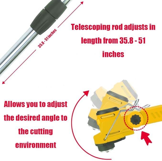 Electric Weed Wacker Cordless for Dewalt 20 V Battery, 4-in-1 Battery-Powered Mower, Lightweight Cordless Weeder for Lawn, Yard and Brush Mowing (Battery Free, Yellow)-VerdiqueGarden