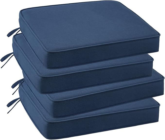 Outdoor Sunbrella Square Corner Seat Cushion, 18.5"x16"x3", Set of 4, Non Slip Seat Cushion Pads with Removable Cover for Patio Furniture, Garden Yard Lawn, Specrtum Indigo-VerdiqueGarden