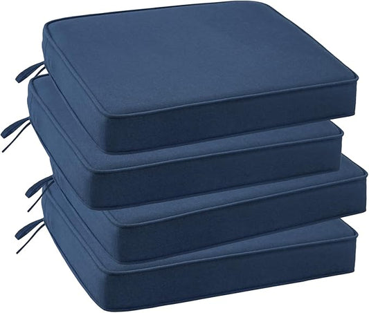 Outdoor Sunbrella Square Corner Seat Cushion, 18.5"x16"x3", Set of 4, Non Slip Seat Cushion Pads with Removable Cover for Patio Furniture, Garden Yard Lawn, Specrtum Indigo-VerdiqueGarden