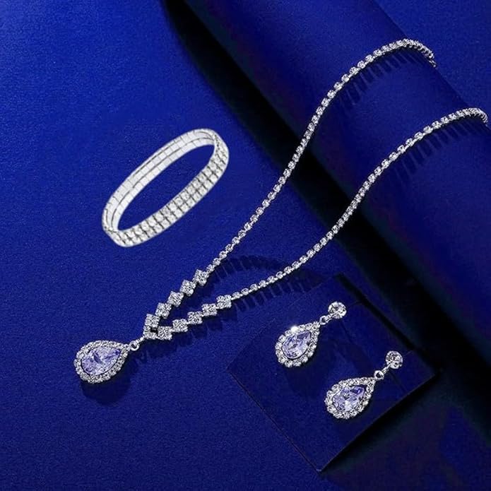 Silver/Gold Rhinestone Crystal Wedding Bridal Bridesmaids Earrings Bracelet Set for Women Brides Bridesmaids Crystal Rhinestone Bracelet Earrings Set for Wedding Bridal Prom Pageant