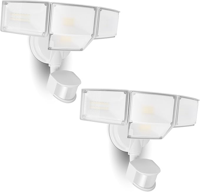 LUTEC 80W 9000LM LED Security Lights Motion Sensor Outdoor Lights, 4 Head LED Flood Light Outdoor 5000K Daylight, IP65 Waterproof, Motion Detected Light for Outside, Garage, Yard - 2 Pack (White)-VerdiqueGarden