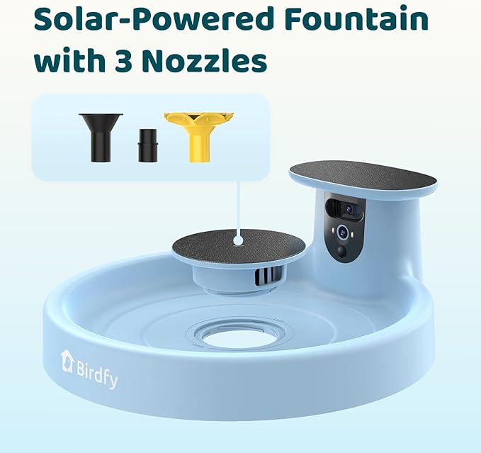 Birdfy Smart Bird Bath with Camera Solar Powered & Fountain, Dual-Lens Camera for Wildbird Watching, Auto Capture Bird Videos & Motion Detection - AI Lifetime Version-VerdiqueGarden