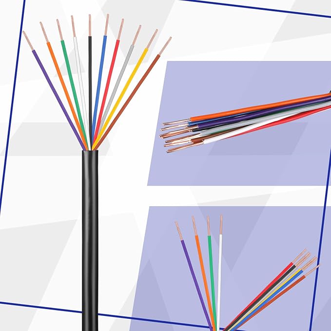 Hoolerry Solid Sprinkler System Wire 18 Gauge Irrigation Wire with UV Resistant PVC Jacket Sprinkler Cable for Underground Irrigation Field Central Control System 30v Ul Listed(18/10, 50 Ft)-VerdiqueGarden