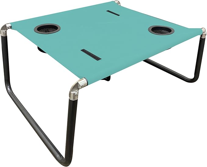 Neso Portable Beach Table with Cup Holders, Cell Phone Pockets, Lightweight for Picnics and Parks (Seafoam)-VerdiqueGarden