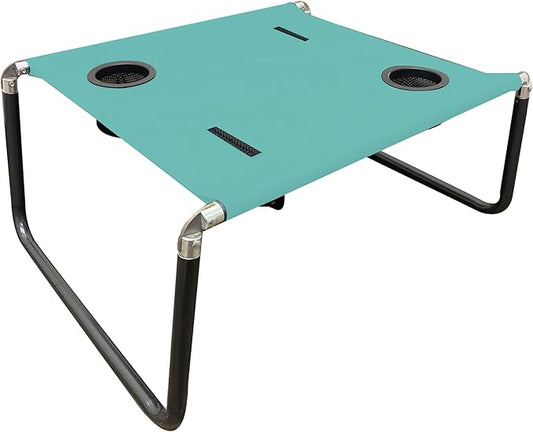 Neso Portable Beach Table with Cup Holders, Cell Phone Pockets, Lightweight for Picnics and Parks (Seafoam)-VerdiqueGarden